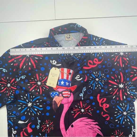Patriotic Flamingo Men's Casual Shirt new with tags - Picture 7 of 7